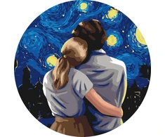 SuperColor Tapyba Pagal Skaičius: „Pora po žvaigždėtu naktiniu dangumi“ 40x40 cm