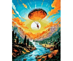 SuperColor Tapyba Pagal Skaičius: „Skrydis parasparniu virš kalnų upės“ 40x50 cm