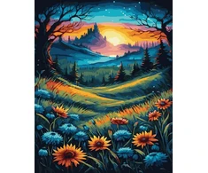 SuperColor Tapyba Pagal Skaičius: „Slėnio takelis saulėlydyje“ 40x50 cm