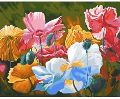 SuperColor Tapyba Pagal Skaičius: „Spalvingos gėlės“ 40x50 cm