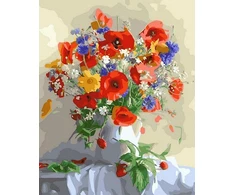 SuperColor Tapyba Pagal Skaičius: „Vasaros puokštė“ 40x50 cm