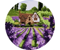 SuperColor Tapyba Pagal Skaičius: „Žydintis levandų namelis“ 40x40 cm
