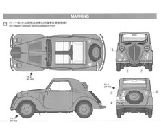 Tamiya Simca 5 štabo automobilis 1/35, Vokiečių armija, plastikinis modelis