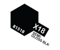 Tamiya X-18 Pusiau blizgūs juodi akriliniai dažai, 10 ml