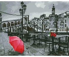 TPS "Roses in a Venetian cafe" - Deimantinės mozaikos paveikslas ANT PORĖMIO