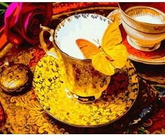 TPS Tapybos rinkinys "A cup of tea with a yellow butterfly"