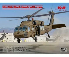 UH-60A Juodas Hawk sraigtasparnio modelis su įgula 1/48 ICM