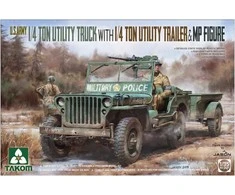 U.S. Army Willys Jeep su priekaba ir MP figūrėle, 1/35, Takom