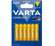 Varta Longlife AAA šarminės baterijos LR03, 6 vnt. rinkinys