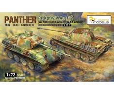 Vespid Models Vespid Panther Pz.Kpfw. V Ausf. G tankas 1/72, plieniniai ratai, AA šarvai