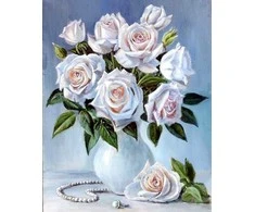 Wizardi Deimantinis paveikslas Bouquet of baltas roses WD2617