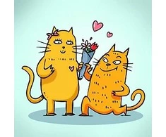 Wizardi Deimantinis paveikslas Cat Romance 20*20 cm WD2536