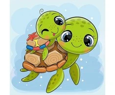 Wizardi Deimantinis paveikslas Little Turtles 20*20 cm WD2527