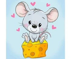 Wizardi Deimantinis paveikslas Mouse and Cheese 20*20 cm WD2534