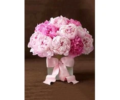 Wizardi Deimantinis paveikslas Peonies with Ribbon WD003 27*38 cm