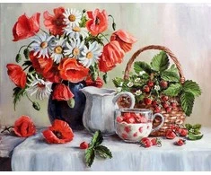 Wizardi Deimantinis paveikslas Poppies and strawberries WD2619