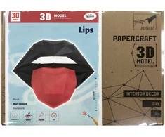 Beldizart SALE Wizardi 3D popieriaus konstravimo rinkinys Lūpos Juoda/Raudona PP-1GUB-2BR