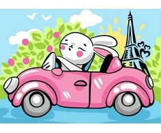 Wizardi Tapybos pagal skaičius rinkinys: Bunny in Paris 16.5x13 cm MINI130