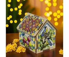 Wonderland Crafts Siuvinėjimo kryželiu rinkinys ant medžio su karoliukais, 6,5x7x5,5 cm