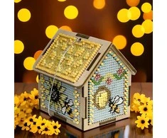Wonderland Crafts Siuvinėjimo kryželiu rinkinys ant medžio su karoliukais, 6,5×7×5,5 cm