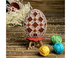 Wonderland Crafts Velykinis medinis kiaušinis – Siuvinėjimo kryželiu rinkinys 6,5×11,5 cm
