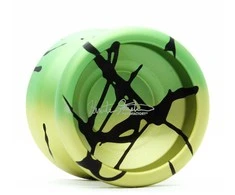 YoYoFactory Spotlight Ultra aliuminis yoyo – nereaguojantis, pažengusiems, Hunter Feuerstein parašas – geltona/žalia/juoda