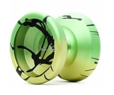 YoYoFactory Spotlight Ultra aliuminis yoyo – nereaguojantis, pažengusiems, Hunter Feuerstein parašas – geltona/žalia/juoda