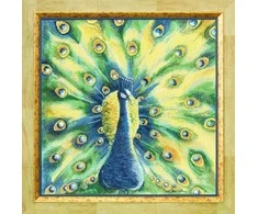 Zolotoe Runo Įspūdingas siuvinėjimo rinkinys kryželiu „Povas“, Aida 16, 38 spalvų, 38×38 cm