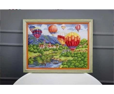 Zolotoe Runo Siuvinėjimo rinkinys skaičiuotu kryželiu: Balionai virš pilies, 31,5×42,5 cm