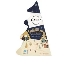 Festive box of chocolate rawetes and bars Galler Christmas Tree, 18 pcs.