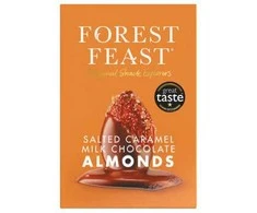 Forest Feast milk chocolate-coated almonds with salted caramel in a gift cube, 140 g