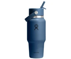 Gertuvė Hydro Flask Wide Mouth Flex Straw Cap Harbor Mėlyna Travel Bottle, 710 ml