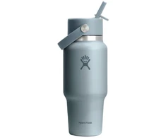 Gertuvė Hydro Flask Wide Mouth Flex Straw Cap Shale Gray Travel Bottle, 710 ml