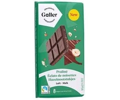 Milk chocolate tablet with praline filling and crushed hazelnuts Galler Lait Praline Eclats de Noisettes, 180 g