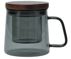 Salt&amp;Pepper S P Collection Luma Pilkas Mug with Glass Filter and Lid, 370 ml