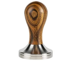 SORSO Barista tamper, stainless steel, with a wooden handle, 57 mm – Brown