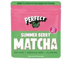 Strawberry-flavoured matcha žalias tea PerfectTed, 75 g