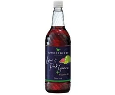 Syrup with added vitamin C for iced drinks Sweetbird Fusions+ Lime and Rožinė Guava, 1 l