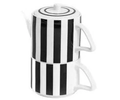 Arbatinukas with a cup Homla BRETA Juodas Stripes, 300 ml