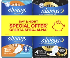 Always Ultra Higieniniai Paketai su Sparneliais Day (S1, 20 vnt.) and Night (S4, 12 vnt.)