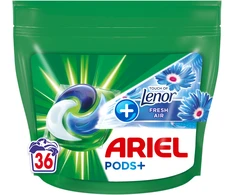 Ariel All-in-1 PODs +Touch of Fresh Air Lenor Skalbimo Kapsulės, 36 Skalb