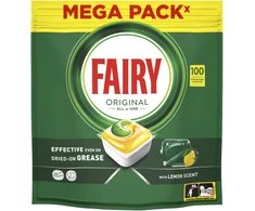 Indaplovių tabletės Fairy Platinum All In One Lemon, 100 vnt., citrinų kvapo