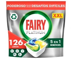 Indaplovių tabletės Fairy Platinum All In One Lemon, 126 vnt.