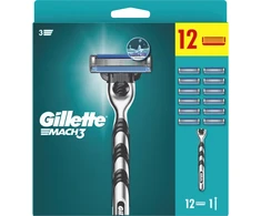 Gillette Mach3 skustuvo kotelis, 12 papildomų peiliukų