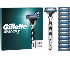 Gillette Mach3 skustuvo kotelis, 12 papildomų peiliukų
