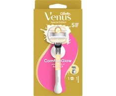Gillette Venus ComfortGlow Argan Oil Skustuvas, 1 Keičiamos Skustuvo Galvutės, Sieninis Laikiklis