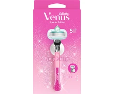 Gillette Venus Party Edition Skustuvas, 1 Keičiamos Skustuvo Galvutės, Sieninis Laikiklis