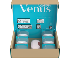 Gillette Venus Pro Smooth Sensitive Skustuvo Peiliukai, 10 Skustuvo Galvučių, peiliukų laikiklis
