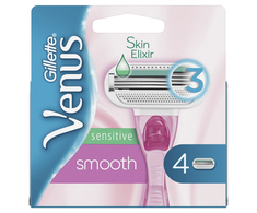 Gillette Venus Smooth Sensitive Rožinė, 4 Atsarginiai Peiliukai