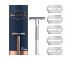 Saugus dvipusis vienašmenis skustuvas vyrams King C. Gillette + 5 peiliukai